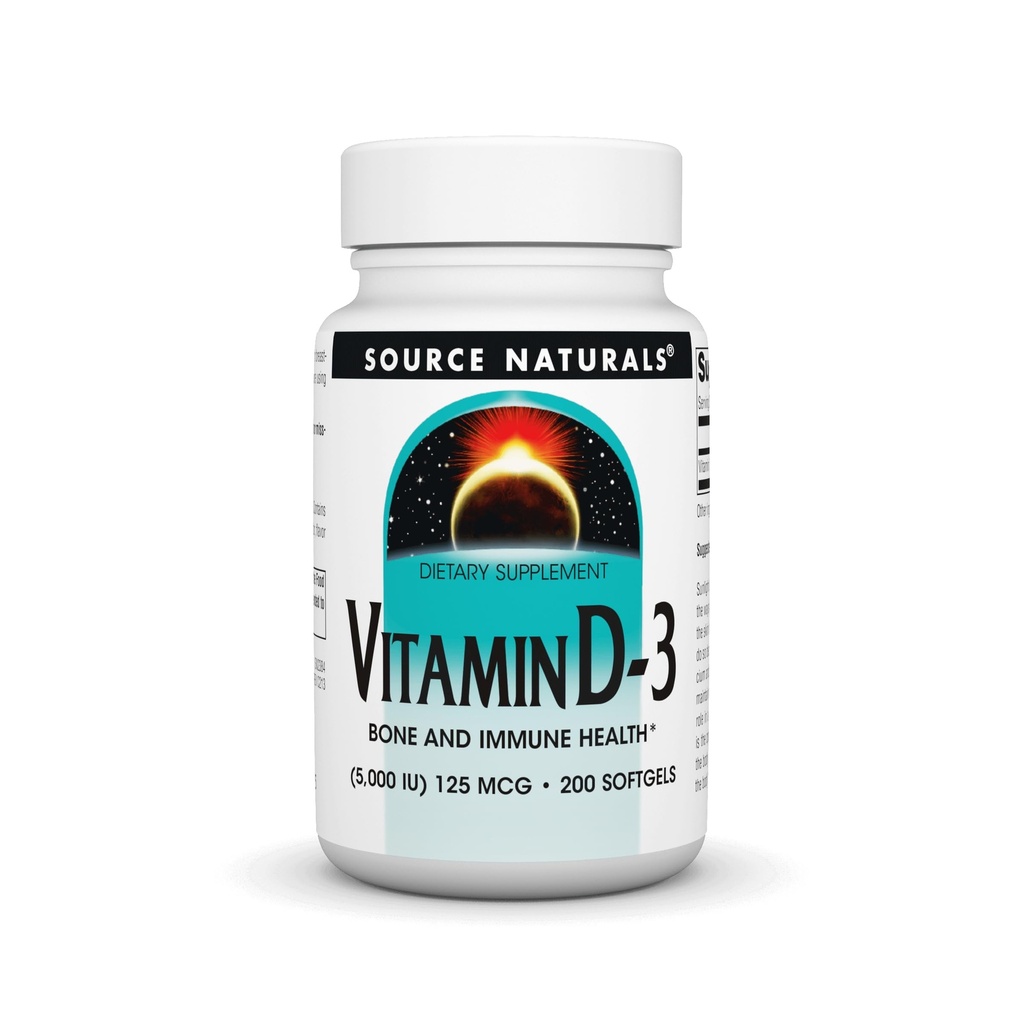 Bron Naturals Vitamine D-3 5000 ie Ondersteunt Bone & Immune Health* - 200 Softgels