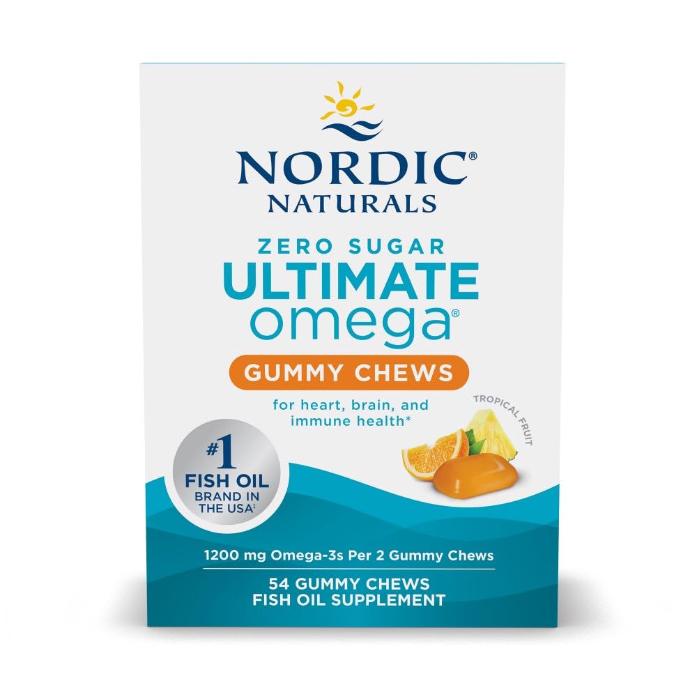 Nordic Naturals Zero Sugar Ultimate Omega Gummy Kauwgom - Tropical Fruit - 54 Gummy Kauwgom - Niet GGO - Optimale Wellness - 27 Serves