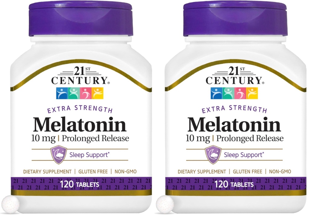 21e eeuw Melatonine 10 Mg Langdurige afgifte, 120 Telling (verpakking 2)