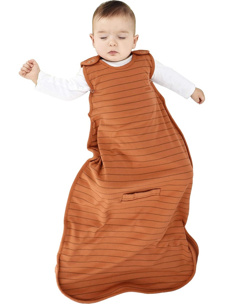 Woolino Merino Wool and Organic Cotton Ultimate Sleep Sack - 4 Season - Two-Way Zipper Adjustable Sleeping Bag - Universal Size Sleep Sack for Baby (2-24 Months) - Rust