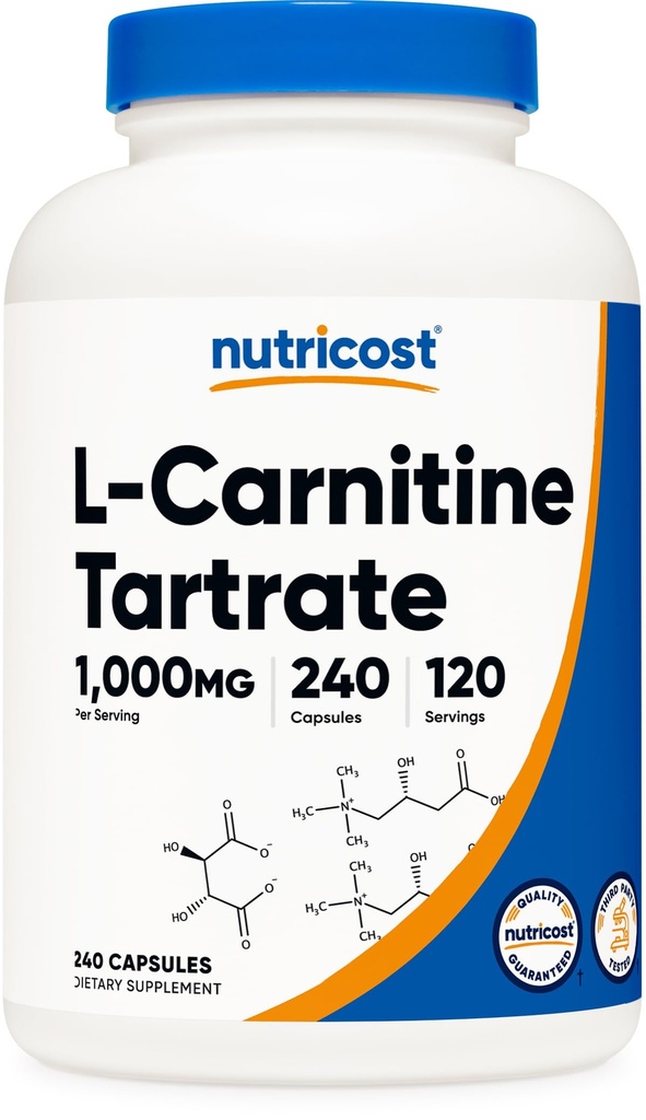 Nutricost L-Carnitinetartraat 1000mg, 240 Capsules - 500mg per capsule, 120 porties