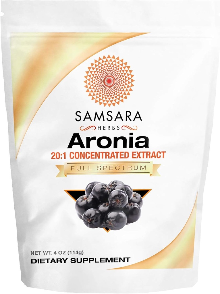 Samsara Kruiden Aronia Berry 20:1 Extract Poeder (4oz/114g) - Antioxidant, Flavonoïden en Polyfenolen Supplement - Hoge ORAC - Native American Berry - Verbeterd welzijn