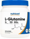 Nutricost L-Glutaminepoeder (500 Gram) Ongearomatiseerd - Glutenvrij & niet-GMO, 100 porties