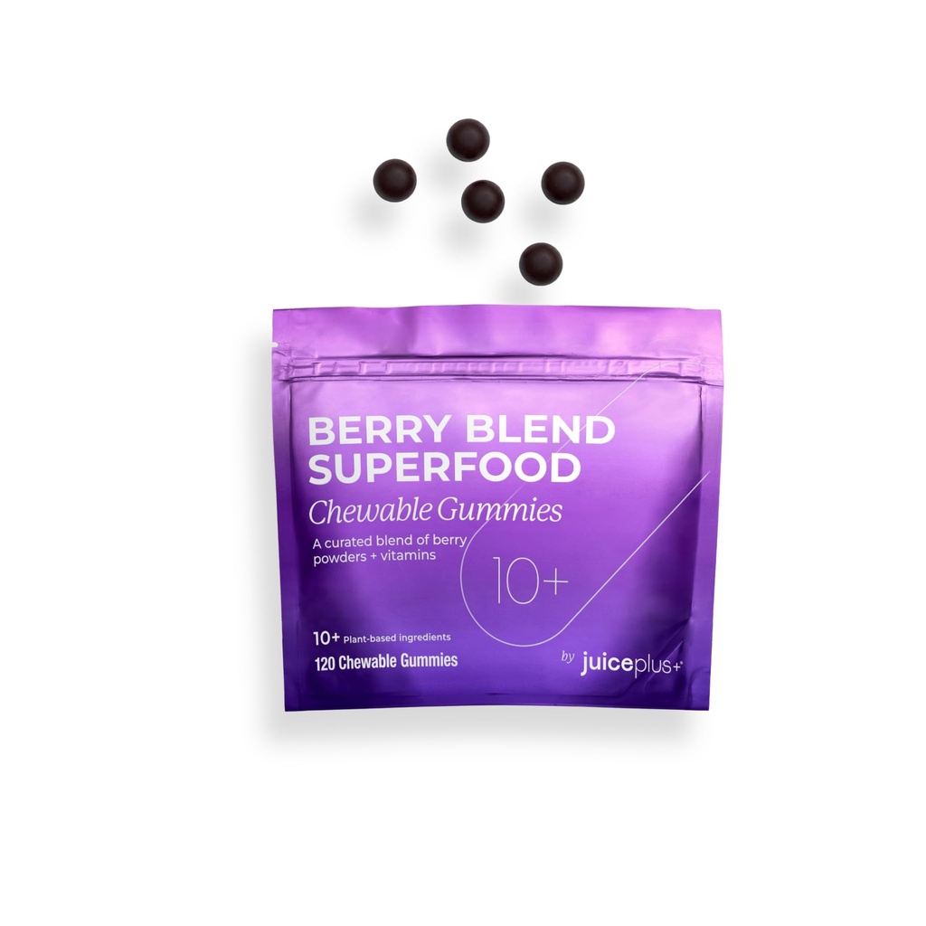 Juice Plus+ Berry Blend Zachte Kauwen (Chewables) - Dagelijkse voeding van 12 planten met hele vruchten, groente, & Berry - Framboos, bosbessen, bosbessen, en meer! voor volwassenen en kinderen - (1-mo, 30 Kauwen)
