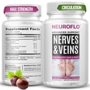 Mizzle Leg Circulation Supplement - Ondersteunt nerves, Veins met 1470mg, 8 in 1 capsule van Chestnut, Diosmin, Hawthorn voor maximale verlichting in tenen, voeten, enkels, Calves, Benen - Neuroflo