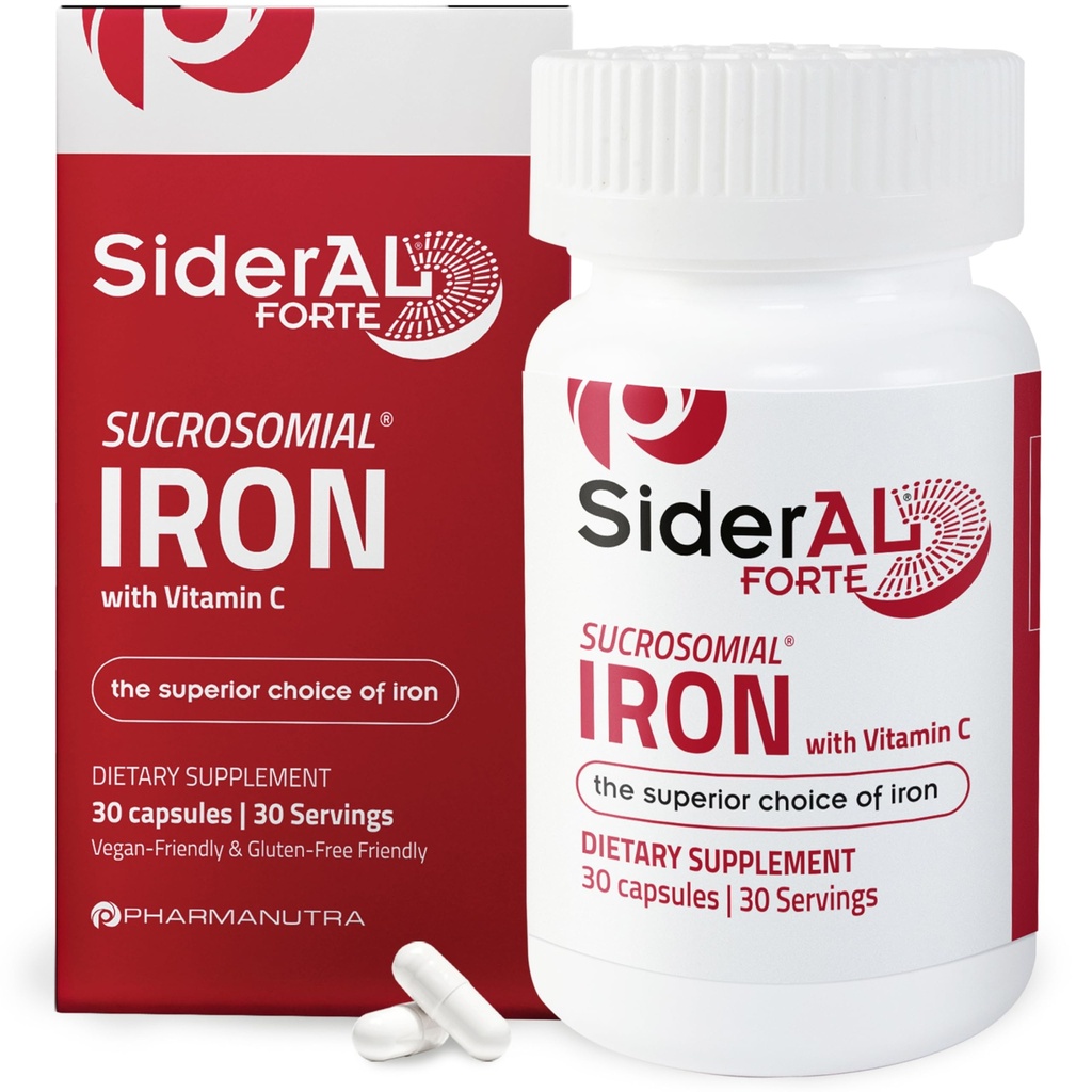 SiderAL Forte Iron Supplement klinisch bewezen om niveaus te verhogen zonder bijwerkingen te verhogen 