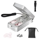 Pillensnijder voor kleine en kleine pillen, Professionele aluminium pil splitter met Auto Centering Device en 2 vervangbare roestvrij stalen bladen, Portable pil splitter met PU-case (zilver)