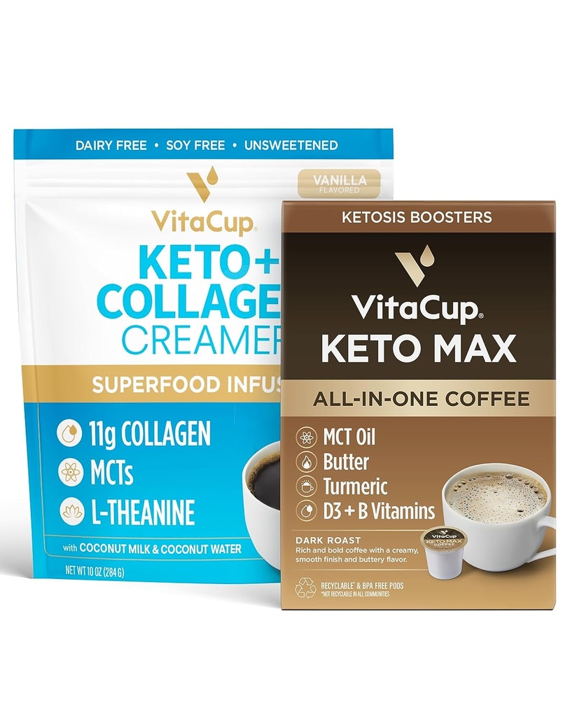 VitaCup Keto Max Koffie Pods 18ct & Keto Creamer 10oz