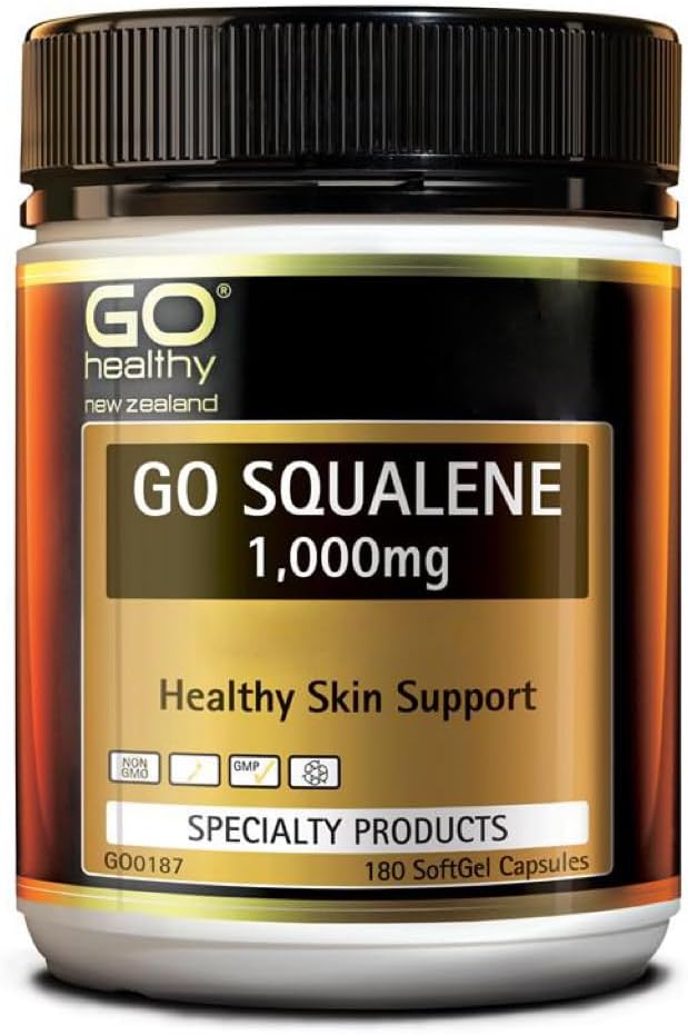 Go Healthy Go Squalene Skin Support, antioxiderende bescherming, Cholesterol niveau ondersteuning 1000mg 180 Softgel Caps
