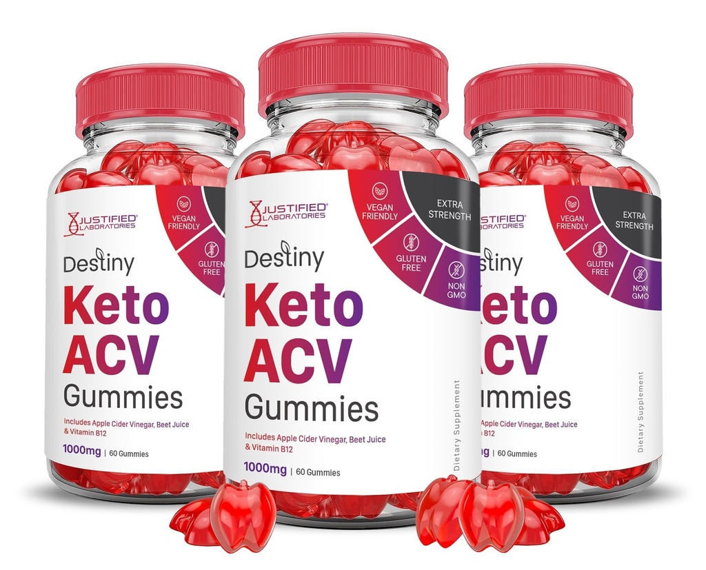 (3 Pack) Destiny Keto ACV Gummies Geavanceerde Formule 1000MG Destiny Keto Gummies Apple Cider Vinegar Geformuleerd met Granaatappel Beet Juice Powder B12 Vegan Non GMO 180 Gummys