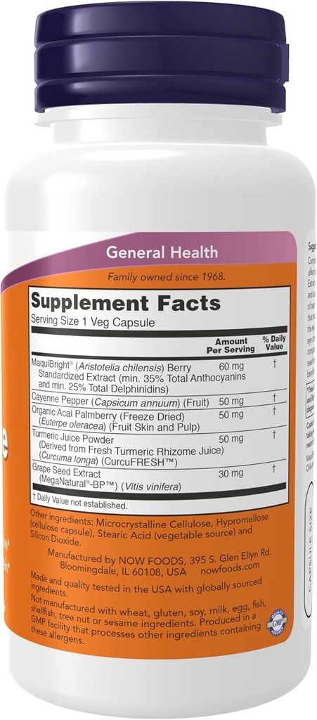 NOW Supplementen, Eye Moisturize with MaquiBright, Ocular Health*, Promoot gezonde traanproductie*, Defense Against Normal Eyestrain*, 60 Veg Capsules, Brown (Pack of 2)