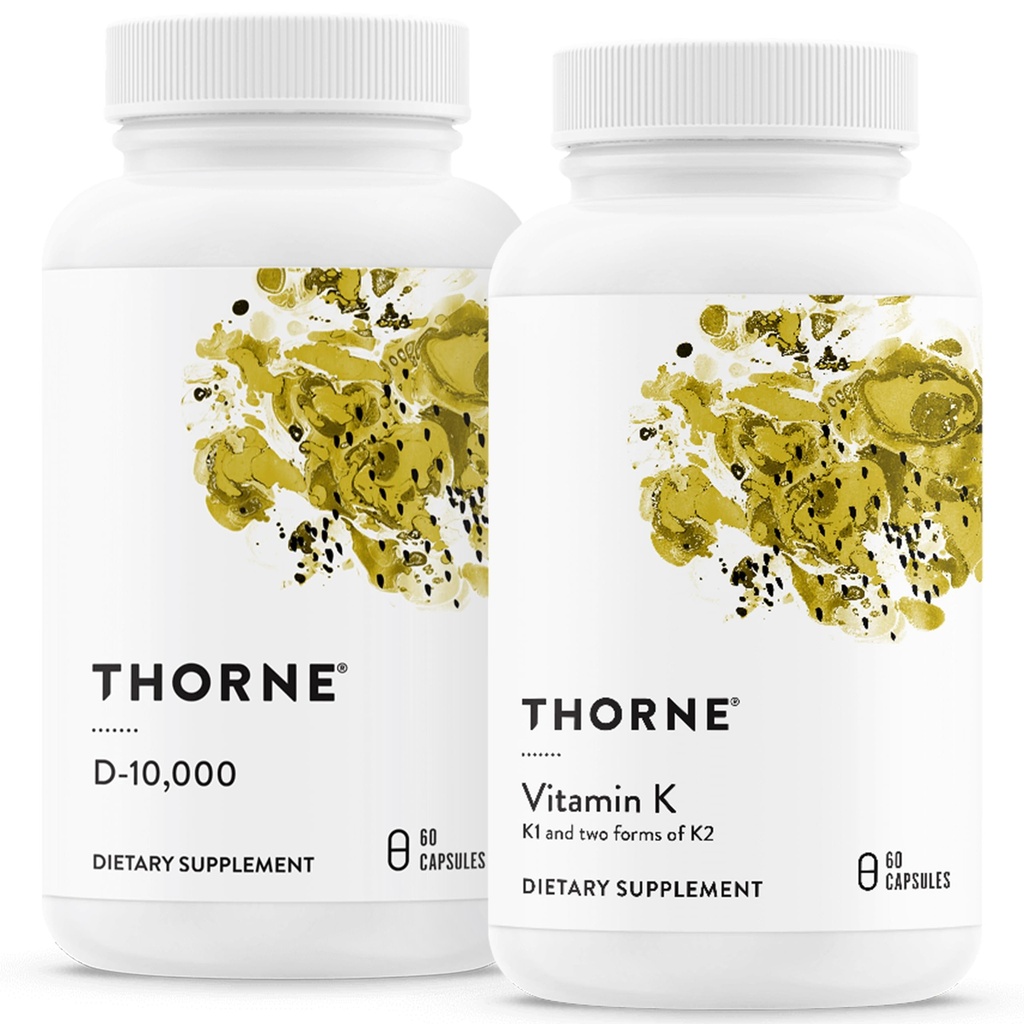 THORNE - Bone Health Bundle - Vitamine D3 & Vitamine K - Ondersteunt gezonde botten, tandenspieren, hart- en vaatziekten en immuunfunctie - 30 tot 60 porties