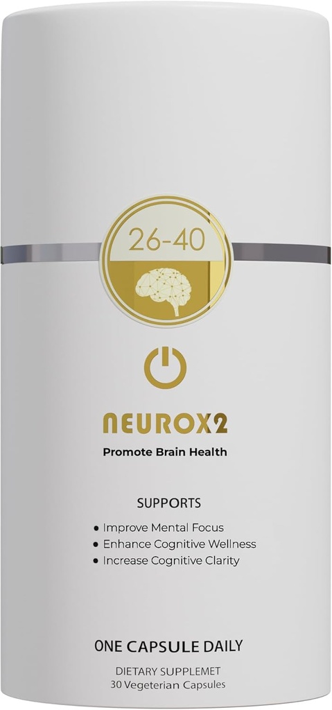26-40 Age Group Focused, Brain Health Nootropic Supplement, 30 Count, for Men & Women - Cafeïnevrij, Glutenvrij, Soy-Free, Focus & Clarity Capsules for Mental Support (26-40)