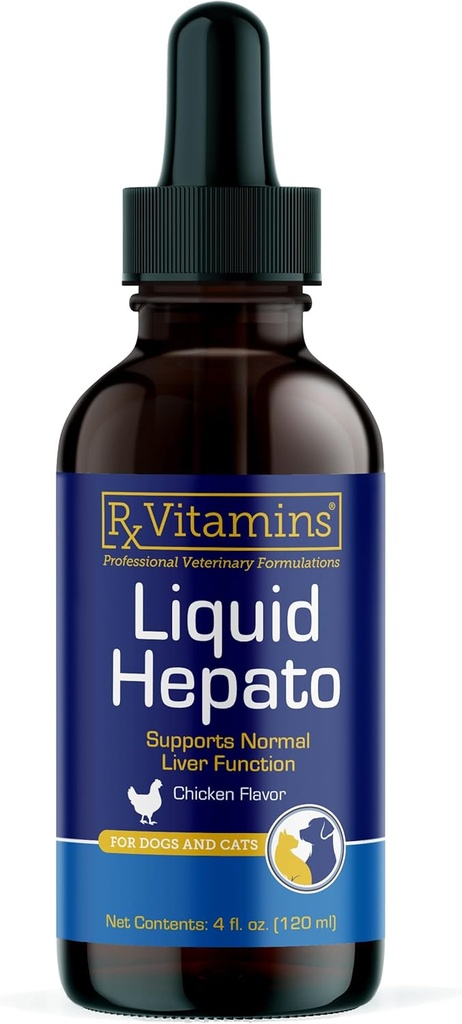 Rx Vitaminen Liquid Lever - Liquid Lever Ondersteuning Supplement met melk distel Extract - Hepatische hondensupplement verrijkt met vitamine B Complex - Kip smaak (4oz)