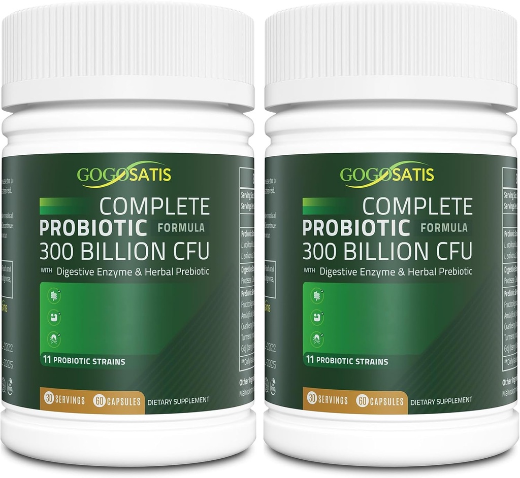 Probiotica voor vrouwen en mannen, 300 miljard CFU 11 Strains, Acidophilus Probiotic Supplement met Organic Herbal & Digestieve Enzymen Plank Stable for Digestie & Immune Support 120 Tel.