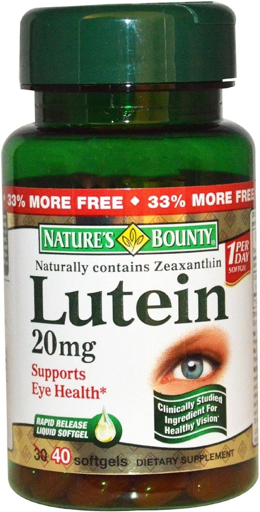 Nature's Bounty Lutein 20mg, 40 Softgels (pakket 2)