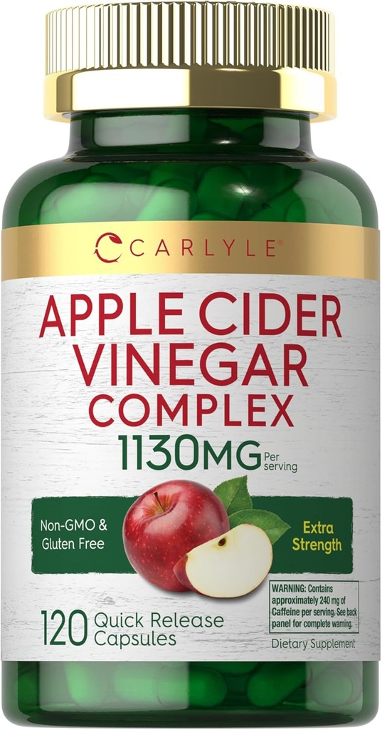 Carlyle Apple Cider Vinegar Complexe Capsules 120 pillen met Cayenne en Gember Niet-GMO en Glutenvrij Supplement