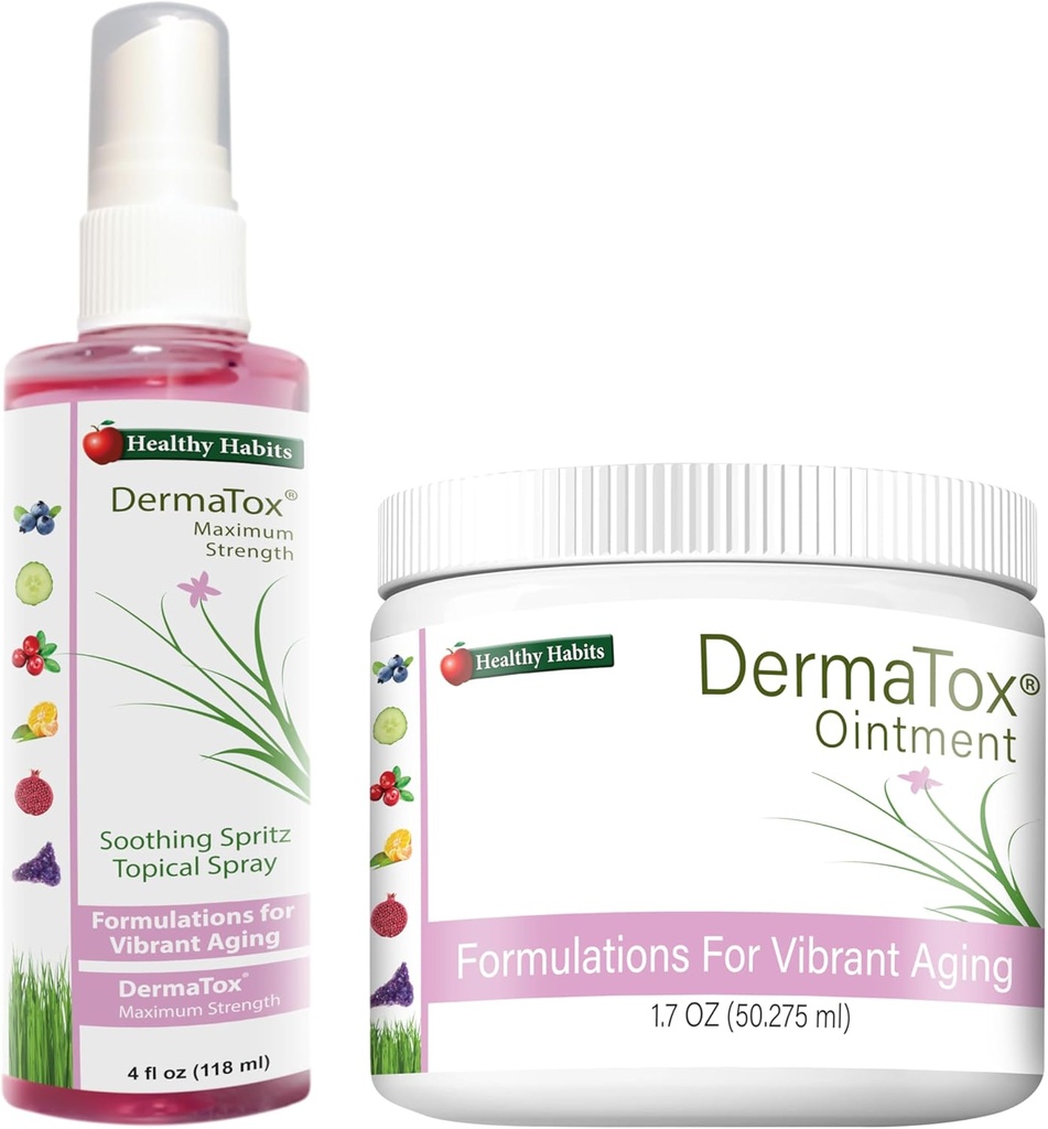 Gezonde Gewoontes DermaTox Bundle - 4oz Topische Spray en 1.7oz Zalf - Alle natuurlijke, alle doel, veilige en effectieve huid voeding