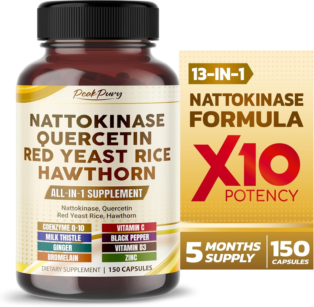 Nattokinase 5000FU Quercetine Red Yeast Rice Hawthorn - algemene wellness ondersteuning - Made in USA