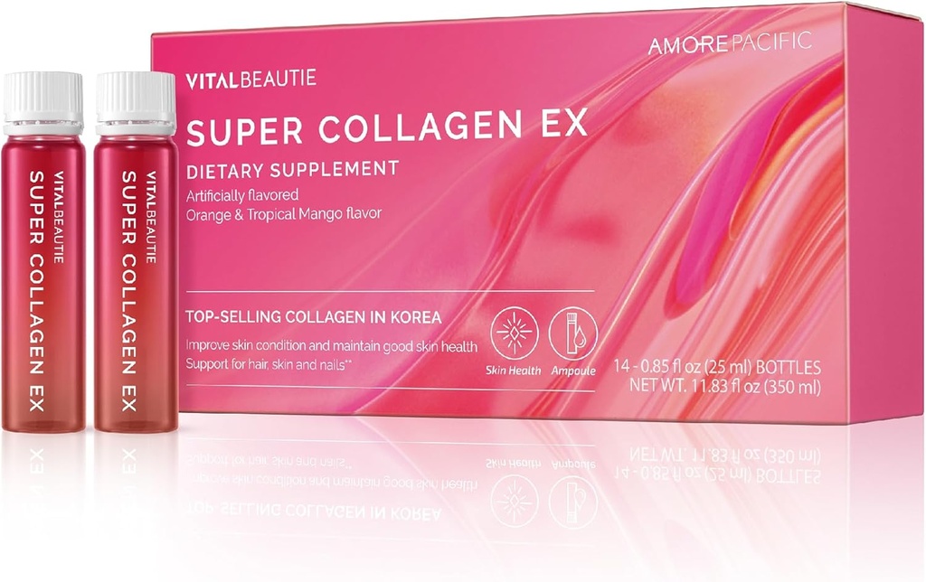 VITALBEAUTIE Super Collageen EX (Liquid Marine Collageen) bevattende Biotine, Vitamine C, Hyaluronzuur, L-glutathione door AMOREPACIFIC Koreaanse huidverzorging - 14 porties
