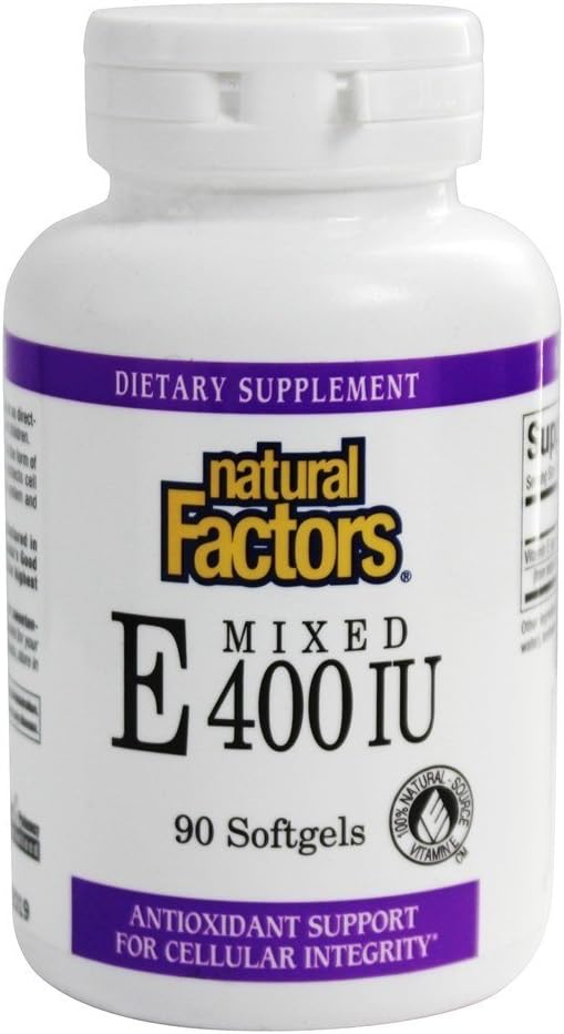 Natuurlijke factoren Vitamine E Gemengde 400 IE, Antioxidant Ondersteuning voor Cellular Integrity, 90 Softgels