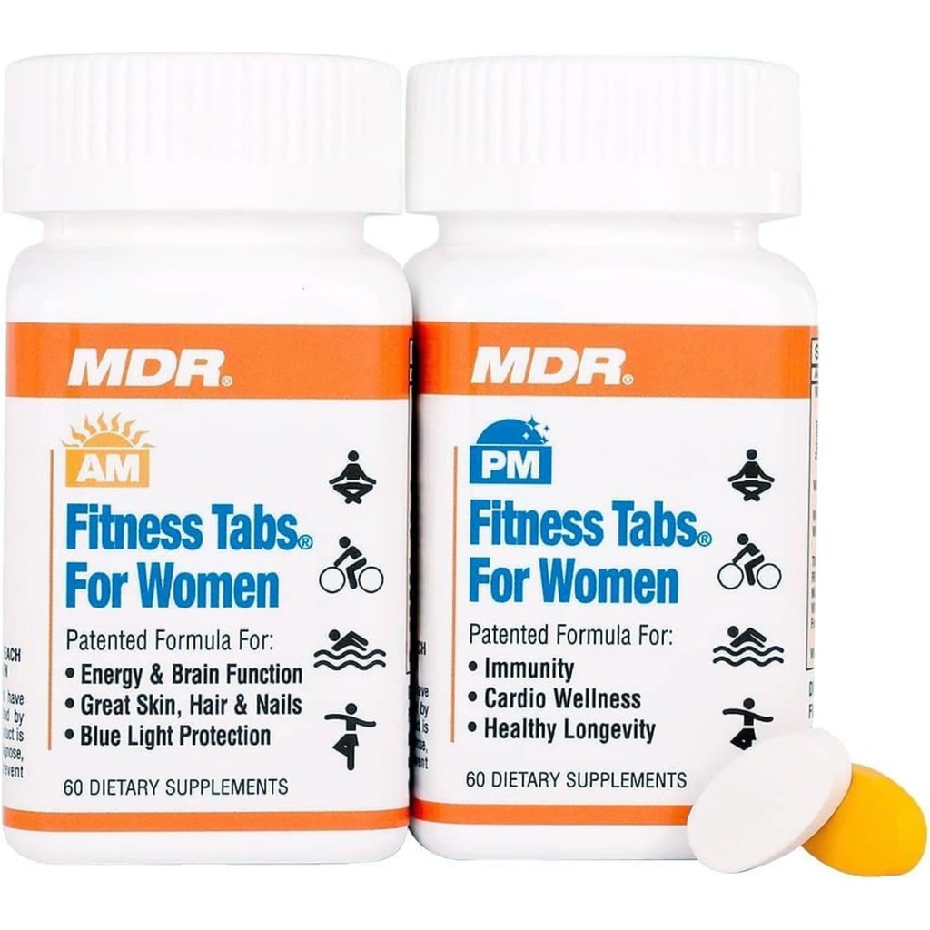MDR Fitness Tabs Gepatenteerde Multivitamine voor vrouwen bevordert ATP en NAD ter ondersteuning van energie en fitness - AM/PM Formules - 2 maand levering