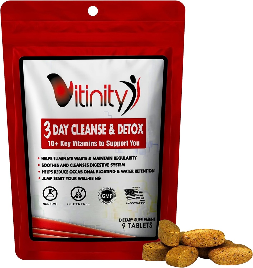 VITINITEIT 3 dagen Detox - Natuurlijke gehele lichaam Detox Pillen - Colon Reiniging voor de spijsvertering gezondheid - Kruidensupplement voor gewicht, opgeblazen, & constipatie Relief - Apple Cider Vinegar & Cayenne Pepper (1)