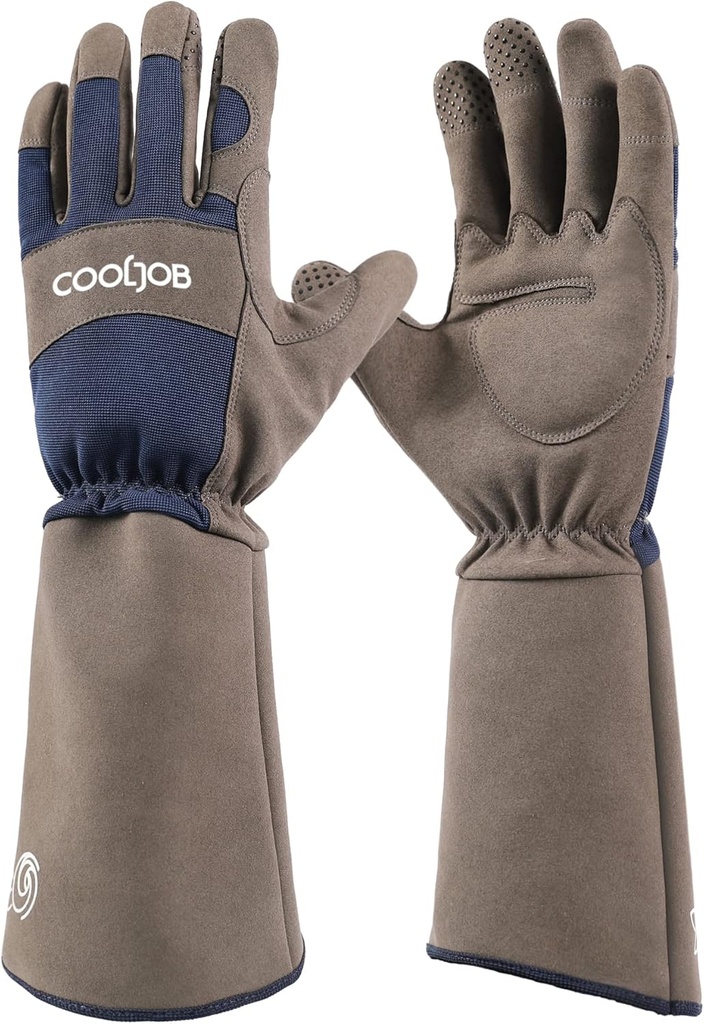 COOLJOB Thorn Proof Rose Snoeiende Tuin Handschoenen voor mannen, Long Sleeve Padded Yard Werk voor Bush, Blackberry, Cactus, Heavy Duty/Punctuur Resistant/Machine Wasbaar, Xlarge, Marine