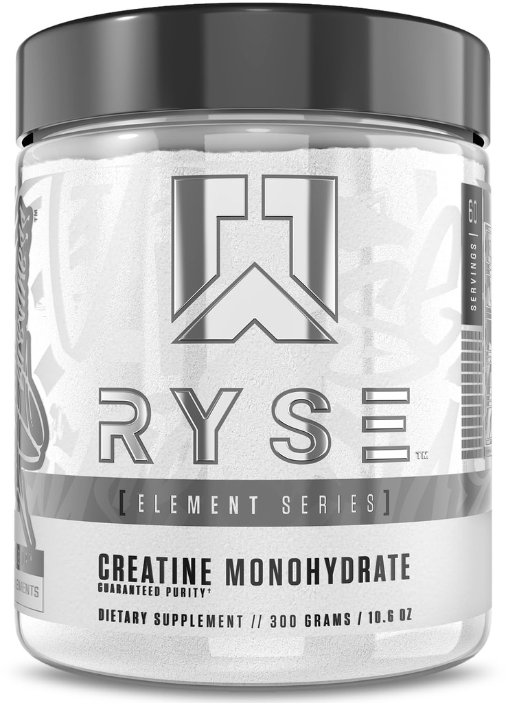 RYSE Creatine Monohydraat poeder - Unflavored - Ondersteunt mannen & vrouwen Lean spiergroei, kracht, kracht en duurzaamheid - helpt verminderen vermoeidheid en verbeteren van de workout herstel - 60 porties