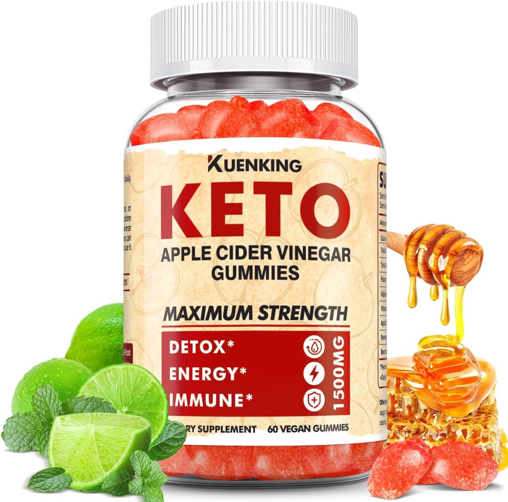 Keto ACV Gummies Advanced Formula, Apple Cider Vinegar Gummies Geformuleerd met Granaatappel Beet Juice Powder B12, 1500MG Vegan Non GMO 56 Gummys