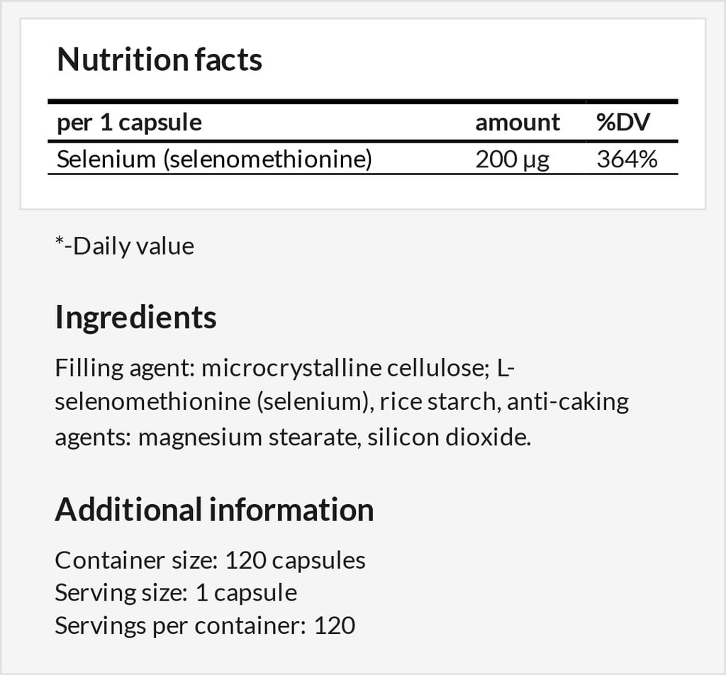 Selenium 200 μg (Selenomethionine) - 120 capsules - 4 maanden levering - dieetsupplement ter ondersteuning van de schildklier en het immuunsysteem - door MZ