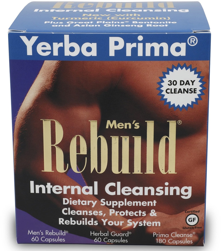Yerba Prima Reiniging Mannen Herbouw Kit - 30 dagen Interne Reiniging Supplementen Ontworpen voor mannen - Prostaat & Colon Gezondheid - Nier & lever - Natuurlijke Kruiden Psyllium Vezel, Aloë Vera, Melkdistel Seed