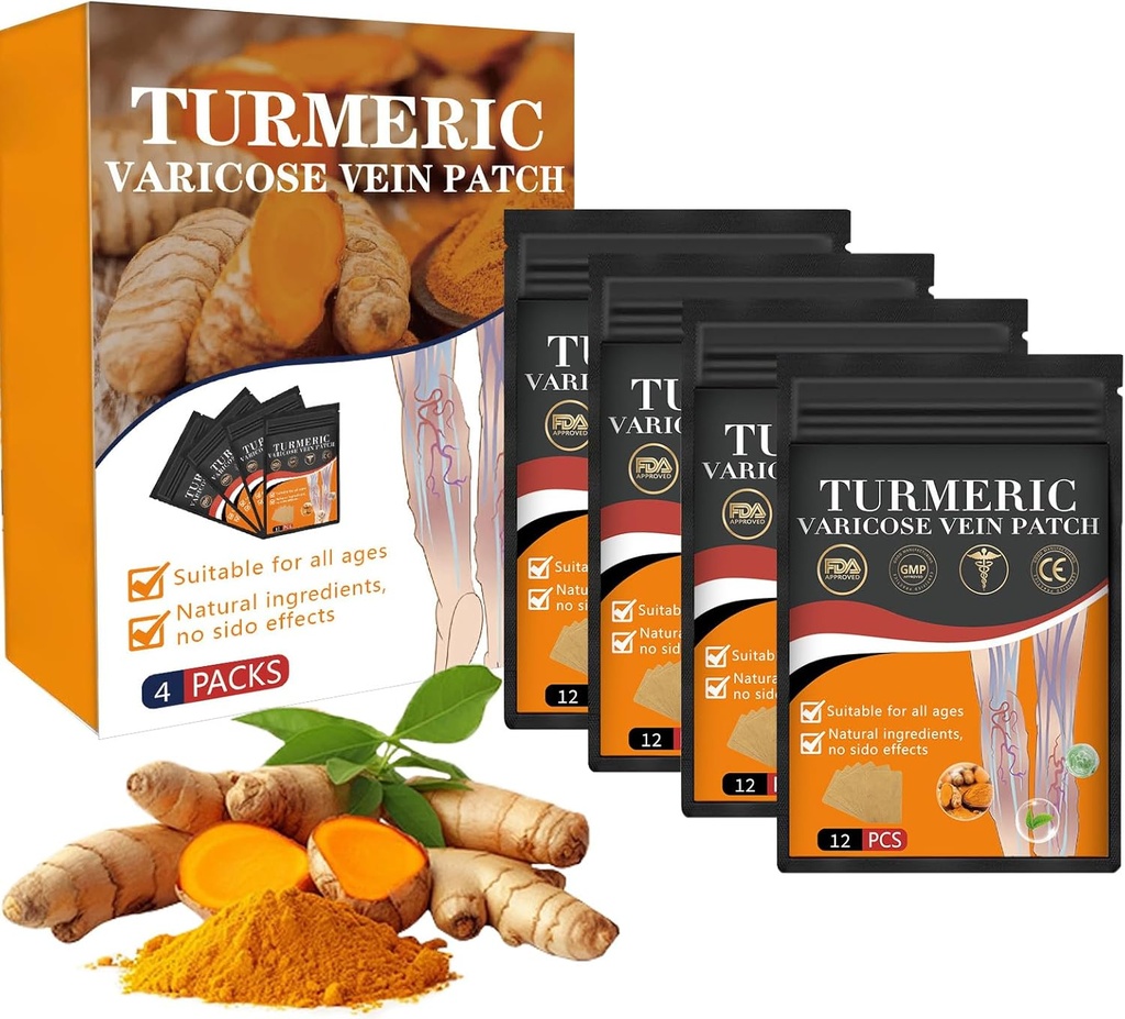 1 Box Furzero Kurkuma Varicose Vein Patch - 2024 Nieuwe Kurkuma Vein Patches, Natuurlijke verlichting spataderen Veins in Benen en Spinnen