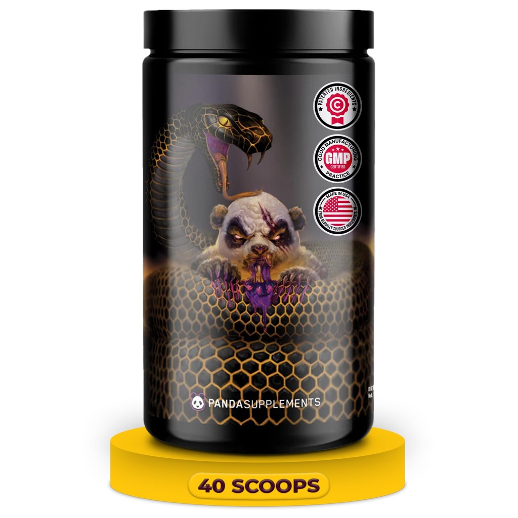Undergound Bio Labs: Panda Supps Pandamic, Extreme Pre Workout voor maximale prestaties, pomp en focus (40 scoops) (Grape Bubblegum)
