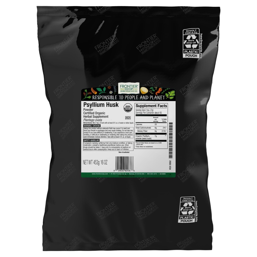 Frontier Co-op Biologische Psyllium Husk Poeder 1lb