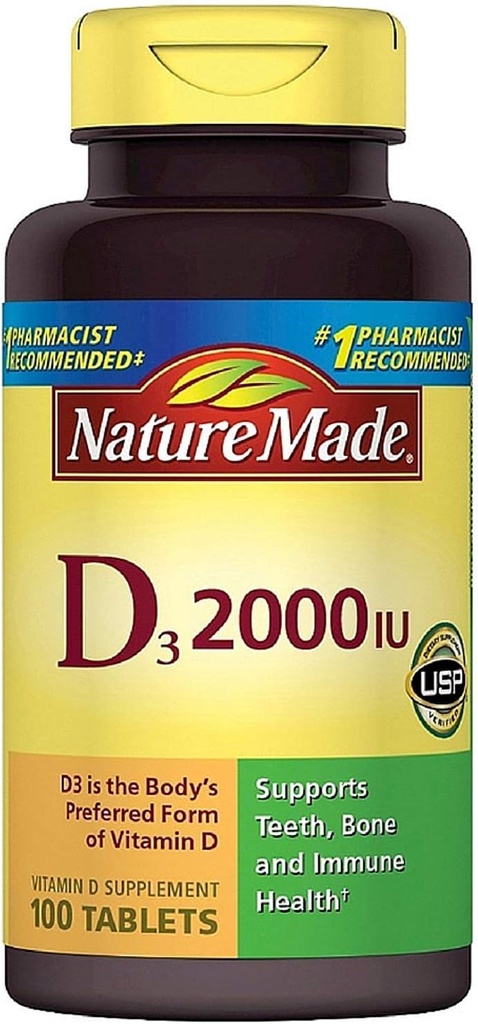 Nature Made Vitamin D3 2000 IE Tabletten 100 ea (verpakking van 11)
