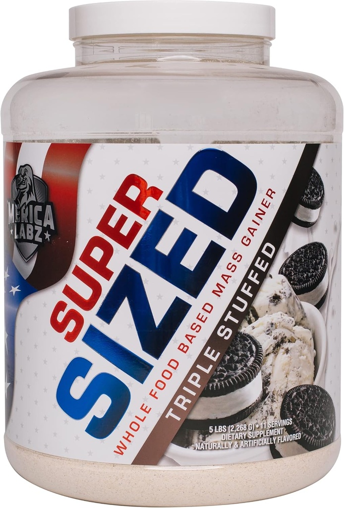 'Merica Labz Super Sized Whole Food Based Mass Gainer met 46g eiwit, Inclusief Digestieve Enyzmes voor Easy Digestie, 5 lbs (Triple Gevuld)