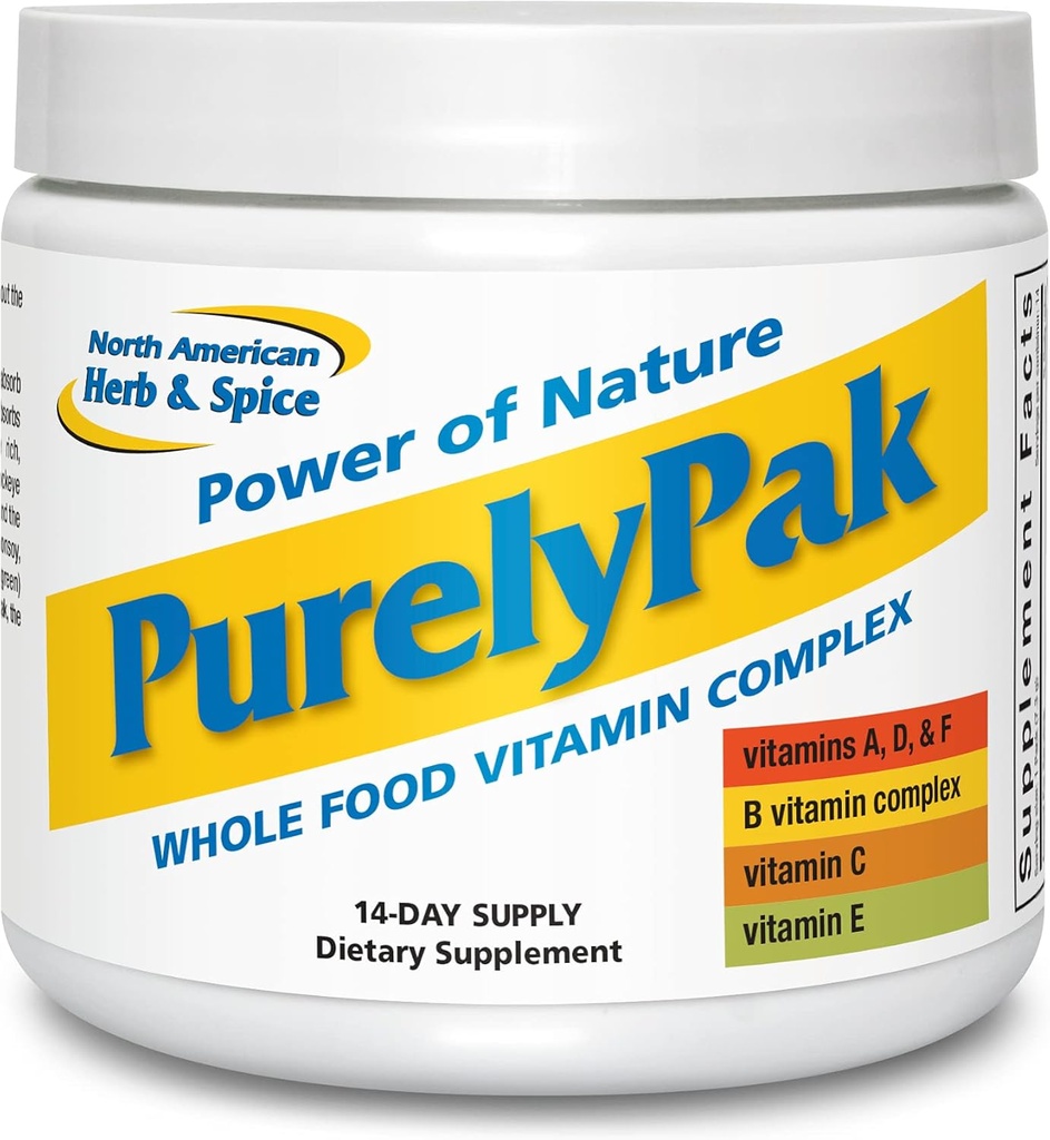 NOORD-AMERIKAANSE HERB & SPICE Purely Pak - Whole Food Vitamin Supplement Plan - Vitamin A, B Complex, C, D, E & Omega 3-6-9 - Easy Absorbable - Non-GMO - 14-Day Supply