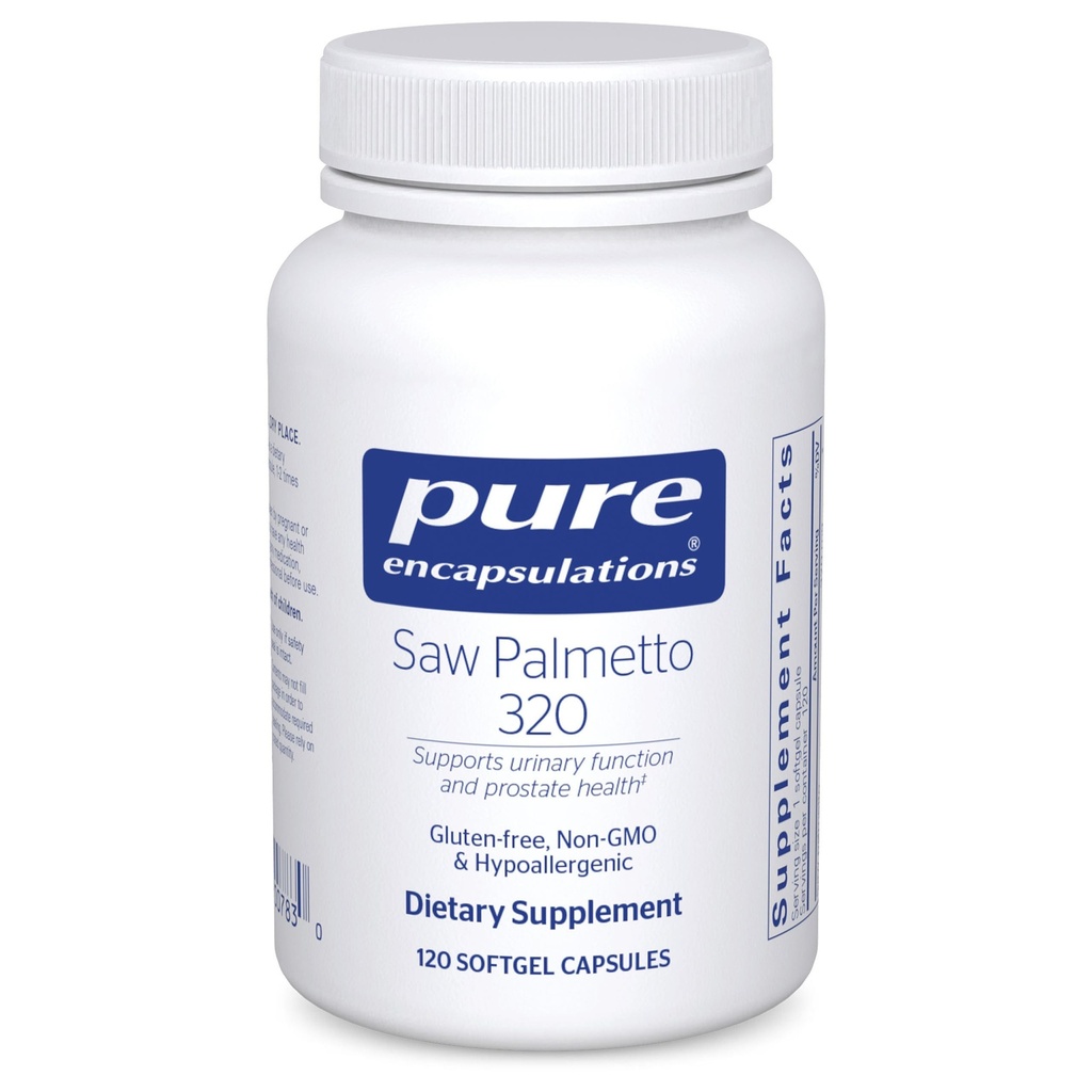 Pure Encapsulations Saw Palmetto 320 - vetzuren en andere essentiële voedingsstoffen ter ondersteuning van de stofwisseling en urinefunctie - met Saw Palmetto Extract - 120 Softgel Capsules