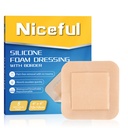 Silicone Foam Dressing 4"x4", Waterproof Siliconen Bandages met Border Kleefstof, Hoge Absorbency Bed Sore Bandages Wound Care Dressing (2.5"X2.5" Pad), 5 Packs, FSA HSA in aanmerking komende
