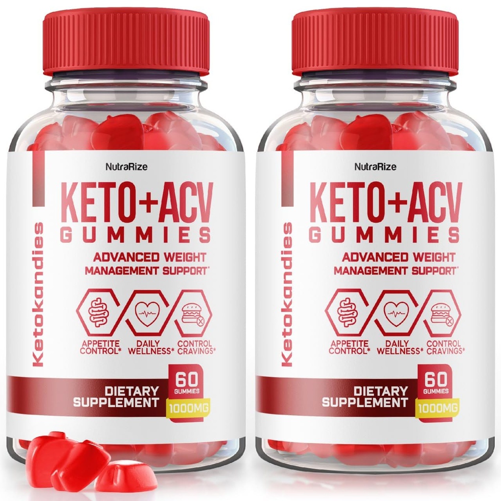 NutraRize (verpakking van 2 KetoKandies Keto+ACV Gummies voor gewichtsverlies, maximale sterkte supplement, Keto Kandies Reviews (120 Gummies)