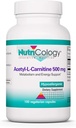 Nutricology Acetyl-L-Carnitine 500mg Supplement - Voedings- en energiesteun, ALC, Vrije vorm Aminozuur, Vegetarische Capsules - 100 Tellen