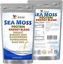 NELCIA'S NATUURLIJKE HERBS Sea Moss Ashwagandha Protein Powder - Natural Irish Sea Moss, Bladderwrack and Burdock Root, Black Seed and Shilajit Powder (16oz)