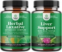 Bundel van Herbal Laxative Capsules met Probiotica en Melkdistel Lever Ondersteuning Supplement - Natuurlijke Colon Detox Digestieve Ondersteuning Systeem - Herbal Lever Supplement met Silymarin Melk
