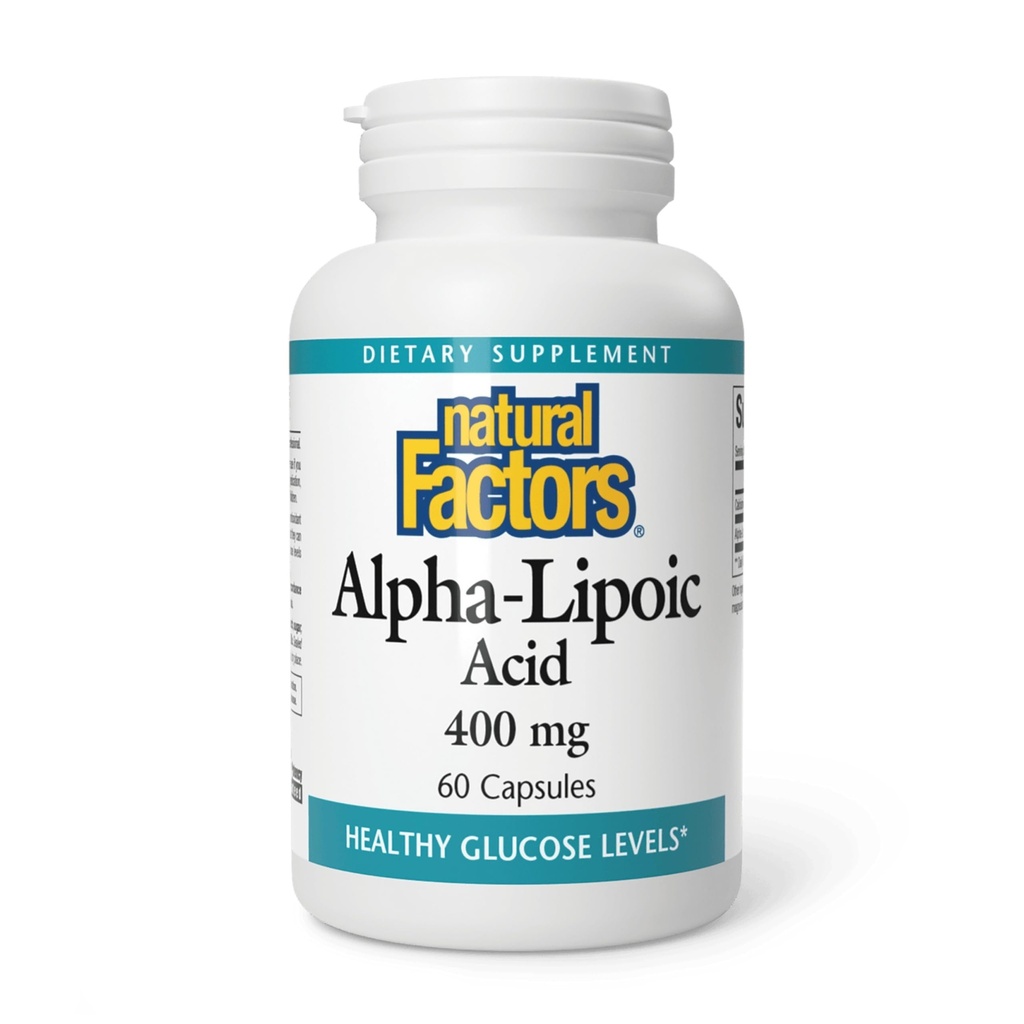 Natuurlijke factoren Alfa-Lipoïnezuur 400 mg, Hele lichaam Antioxidant Ondersteuning, 60 capsules
