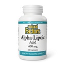 Natuurlijke factoren Alfa-Lipoïnezuur 400 mg, Hele lichaam Antioxidant Ondersteuning, 60 capsules