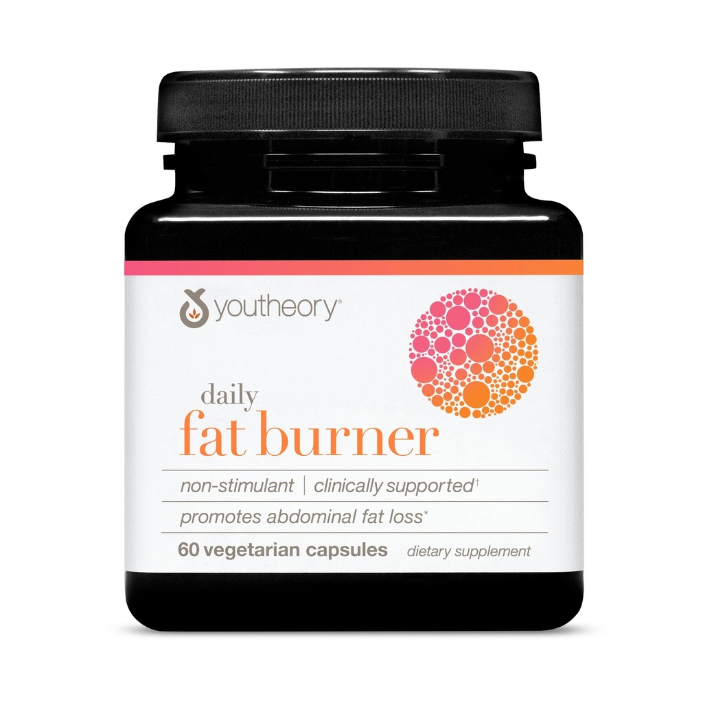 Youtheory Daily Fat Burner - Supports Body Composition & Metabolism - with Citrus Fruit Blend, Chromium & Cayenne Extract - Gluten, Soy & Dairy Free - 60 Vegetarian Capsules