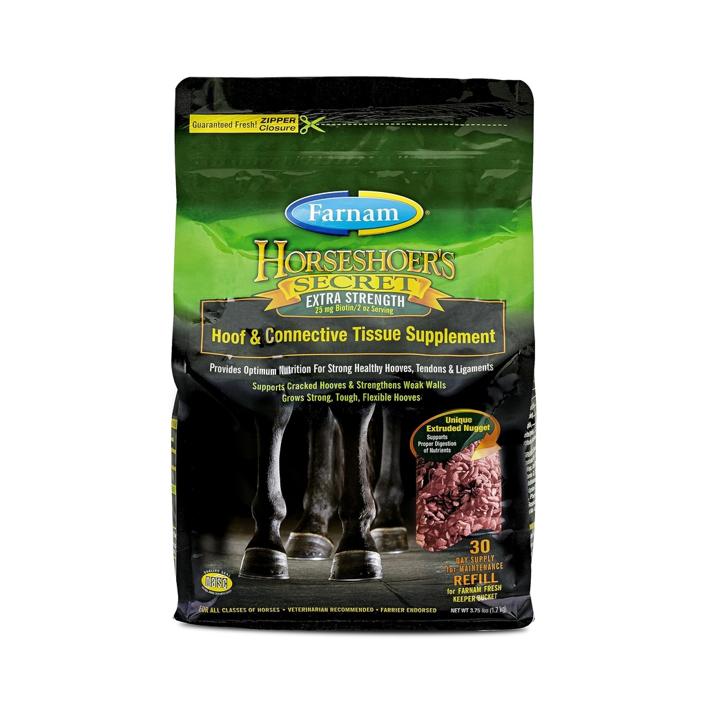 Farnam Horseshoers Secret EXTRA STRENGTH Hoof Supplementen & Connective Tissue Supplement, bevordert sterke, gezonde hoeven, pezen & ligamenten, 3,75 lbs., 30 dagen levering