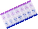 Pillen Organisator 7 Dag, Pill Box 2 keer per dag PM Pill Case, Weekly Pill Container Portable Travel Medicine Box voor vitamines en supplementen (Blue-Purple)