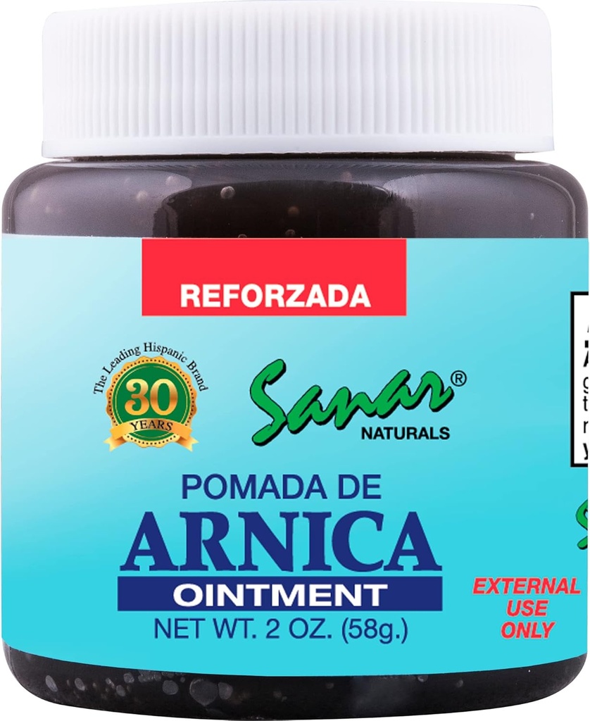 Sanar Naturals Arnica Dark Zalf Relief, 2 oz - Snelle actie voor gezamenlijke, rug, nek, knie, hand, voet en meer, Reisgrootte